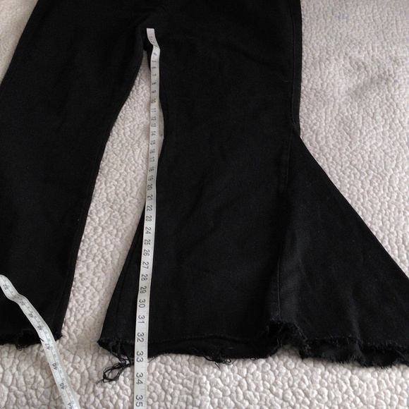 L&B Lucky & Blessed 3X Flare Black Pullon Stretch Waist Distressed Hem Jeans - Picture 7 of 17
